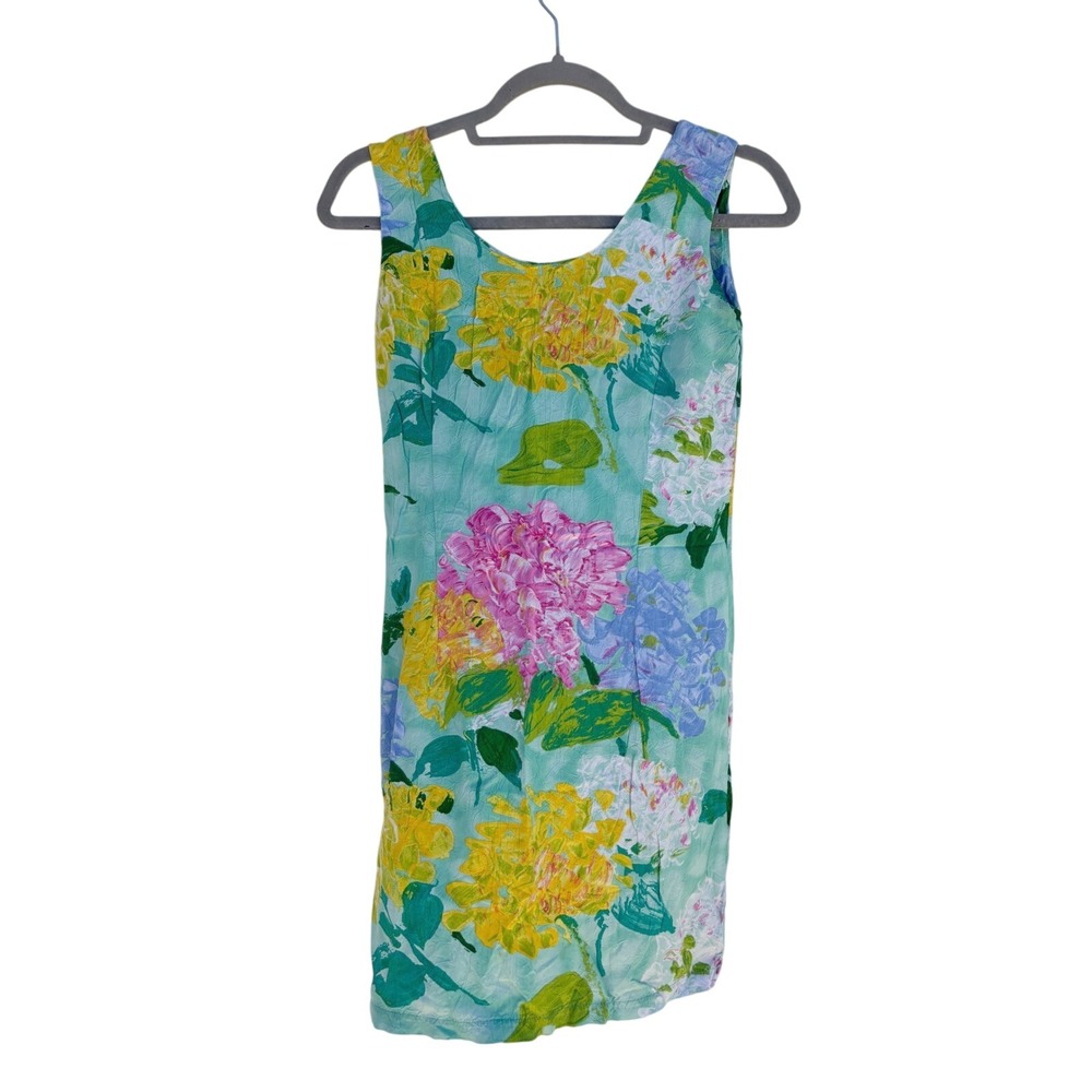 Vintage Jams World Turquoise Floral Sheath‎ Dress, 90s, Tropical, Sz 3